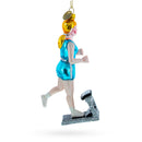 Treadmill Runner Fitness Girl Blown Glass Christmas Ornament