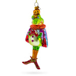 Frog King Donned in Robe Blown Glass Christmas Ornament