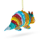 Vibrant Multicolored Armadillo Glass Christmas Ornament