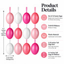 Bag of 12 Pastel Rose Plastic Easter Egg Ornaments 2.35 Inches