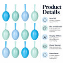 Bag of 12 Miniature Pastel Blue Plastic Easter Egg Ornaments 1.5 Inches