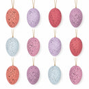 Bag of 12 Pink and White Speckled Plastic Easter Egg Ornaments 2.35 Inches