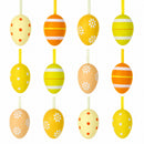 Set of 12 Miniature Pastel Yellow Polka Dot, Flowers, Stripes Plastic Easter Egg Ornaments 1.5 Inches