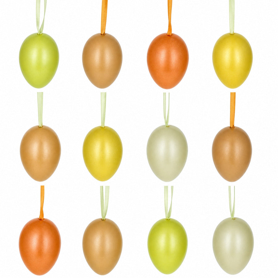 Bag of 12 Pastel Yellow Colors Plastic Easter Egg Ornaments 2.35 Inches