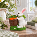 Bunny With Easter Basket Filled With Carrots Tabletop Figurine 3 Inches Tall