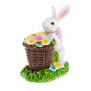 Bunny with Easter Basket full of Flowers 3 Inches