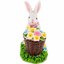 Spring Bunny Figurine With Floral Basket Easter Tabletop Accent 3 Inches Tall