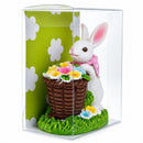 Spring Bunny Figurine With Floral Basket Easter Tabletop Accent 3 Inches Tall