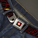 Flash Logo Full Color Black Seatbelt Belt - The Flash Logo13 Scattered Black/Red/Yellow Webbing