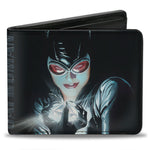 Bi-Fold Wallet - CATWOMAN Holding Diamond Batman Issue 685 Comic Book Cover Pose Black