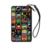 Canvas Zipper Wallet - SMALL - Justice League Comics 12-Chibi Character Pose Blocks