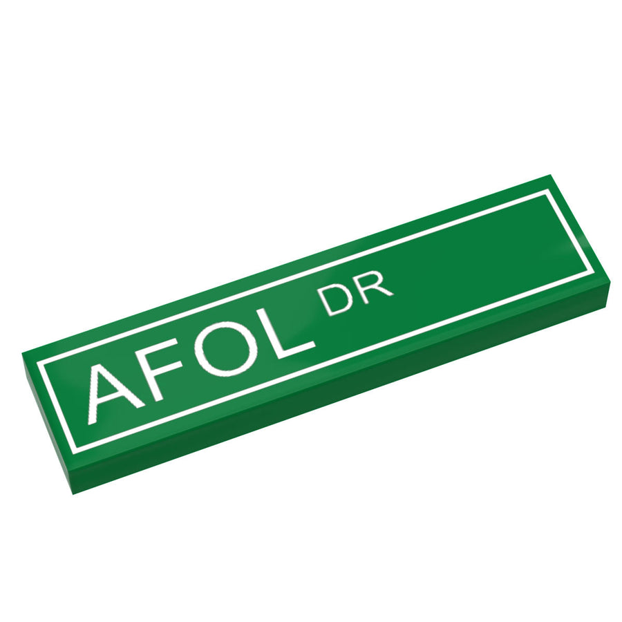 Plaque de rue AFOL Drive réalisée avec une pièce LEGO (Tuile 1x4) - B3 Customs