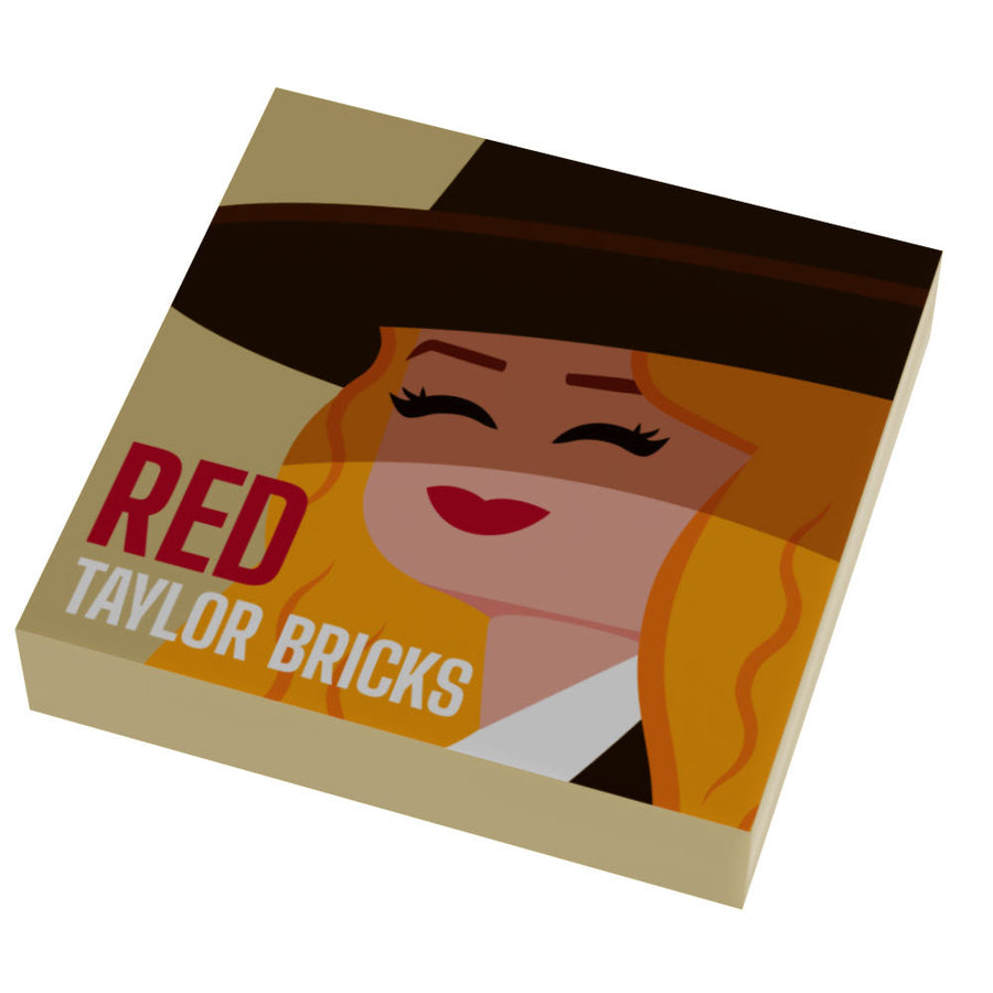 Taylor Bricks RED Music Album Cover (2x2 Tile) made using LEGO part - B3 Customs