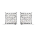 10K White Gold 3/4 Cttw Princess Diamond Composite Stud Earrings (I-J Color, I1-I2 Clarity)