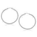 10k White Gold Polished Hoop Earrings (40 mm)
