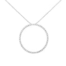 .925 Sterling Silver 4 cttw Prong Set, Round-Cut Diamond Open Circle Hoop 18" Pendant Necklace (J-K Color, I1-I2 Clarity)