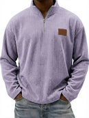 Mens Retro Corduroy Fashion Embroidered Pullover With A Stand-up Collar