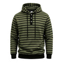 Mens Loose-Fit Striped Hoodie With Three Buttons