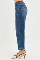RISEN Slouchy Cropped Baggy Jeans with Front Patch Pocket