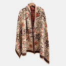 Vintage Knot-button Outerwear Jacquard Shawl