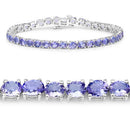 12.21 Carat Genuine Tanzanite .925 Sterling Silver Bracelet