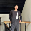 Bootcut Casual Autumn Striped O-neck Short Suit