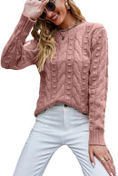Pullover Long-sleeve Cable-knit Sweater For Women
