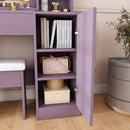 Purple Vanity Desk with Lighted Mirror & Padded Stool