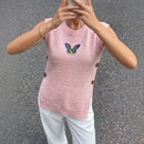 Knitted Women's Jacket Round-Neck Sequin Butterfly Vest