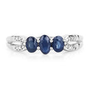 0.73 Carat Genuine Blue Sapphire and White Diamond 14K White Gold Ring