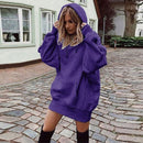 Women's Solid Color Pullover Hooded Loose Fleece Sweater