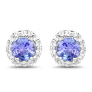 3.77 Carat Genuine Tanzanite and White Topaz .925 Sterling Silver 3 Piece Jewelry Set (Ring, Earrings, and Pendant w/ Chain)