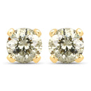 0.98 Carat Genuine LB Diamond 14K Yellow Gold Earrings