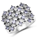 1.53 Carat Genuine Tanzanite .925 Sterling Silver Ring