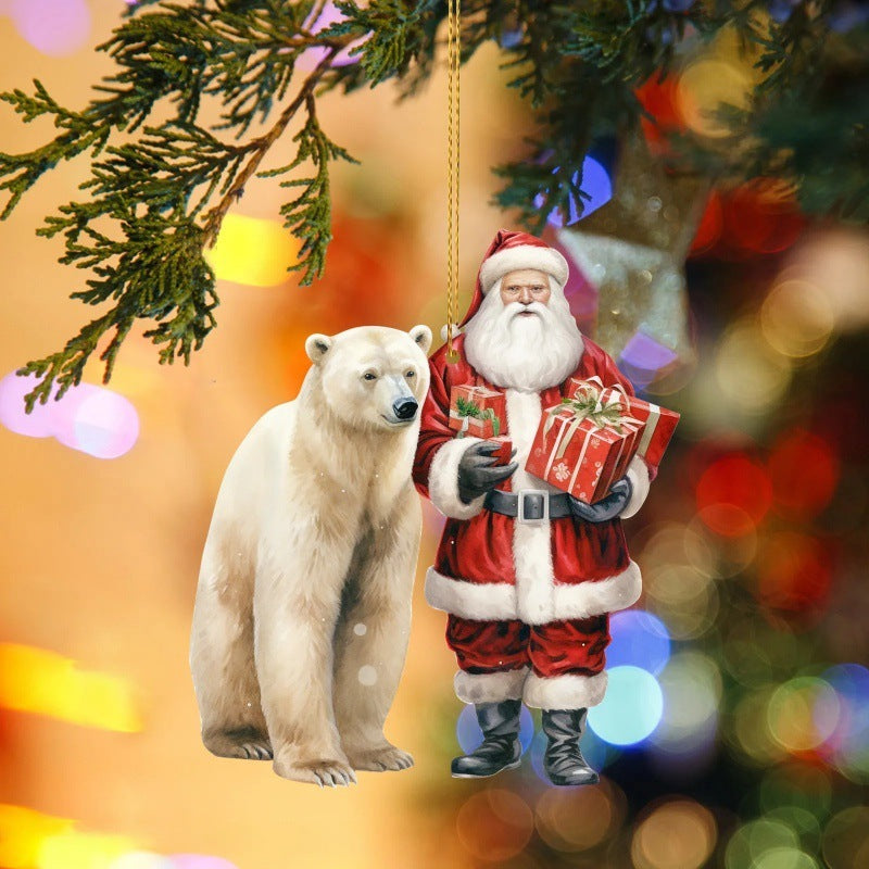 Old Man And Polar Bear Christmas Pendant Christmas Tree Decoration