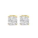 10K Yellow Gold Plated .925 Sterling Silver 1.0 Cttw Princess-Cut Diamond Composite Multi Stone Stud Earrings (J-K Color, SI2-I1 Clarity)