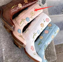 Stylish High-heeled Denim Boots Knee-high For Women