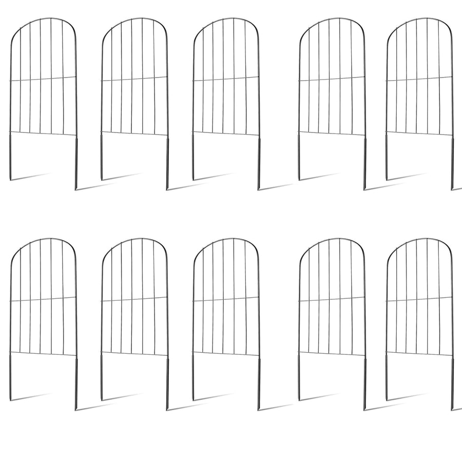 10Pcs Decorative Garden Fence Rustproof Iron Wire Arched Fence Animal Barrier Border 12.59Ó Width 23.93Ó Length For Yard Landscape Patio Outdoor Decor