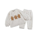 White Winter Girls Flannel Pajamas Suit