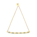 14K Yellow Gold Plated .925 Sterling Silver Diamond Accent Alternating Marquise Shape and Heart Links Bolo Bracelet (I-J Color, I3 Clarity) - Adjustable 6" to 9"