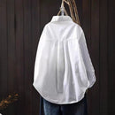 Literary-style Striped Embroidered Patchwork Blouse