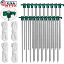 Tent Pegs Ropes Set 20Pcs 9.8in Heavy Duty Tent Stakes Nails Spike with 4x 9.8ft Nylon Ropes Tent Pop Up Canopy Stakes