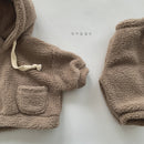 Children's Soft Plush Suit Boys And Girls Warm And Thick Hooded Sweater Pants Two-piece Suit