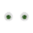 .925 Sterling Silver 1/4 Cttw Round Brilliant-Cut Green Diamond Miracle-Set Stud Earrings (Fancy Color-Enhanced, I1-I2 Clarity)