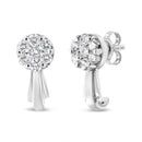 14K White Gold 3/4 Cttw Diamond Floral Cluster Drop and Dangle Stud Earrings (H-I Color, I1-I2 Clarity)