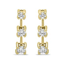 14K Yellow Gold 1/2 Cttw Round Diamond 3 Stone Graduated Linear Drop Past, Present and Future Stud Earrings (H-I Color, SI1-SI2 Clarity)