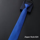 Mens Business Formal Zipper Tie With Blue Stripes