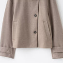 Womens Solid-Color Casual Stand-Collar Jacket With Buttons