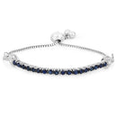 2.41 Carat Genuine Blue Sapphire and White Zircon .925 Sterling Silver Bracelet