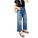 Comfortable Casual Washed Versatile Blue Capri-length Jeans For Outerwear